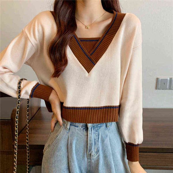casual dresses foreign style loose v-neck sweater women's contrast short sweater fake two-piece coat, Black;gray
casual dresses foreign style loose v-neck sweater women's contrast short sweater fake two-piece coat, Black;gray