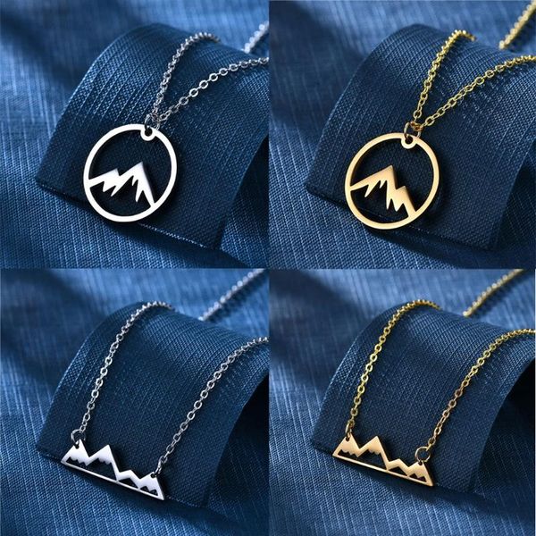 pendant necklaces stainless steel snowy mountain necklace natural campers jewelry b36d, Silver
pendant necklaces stainless steel snowy mountain necklace natural campers jewelry b36d, Silver