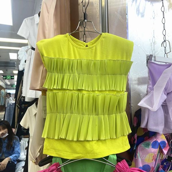 women's t-shirt short t shirts womens 2021 summer fashion round neck sleeveless slim fit elegant pleated ruffled tees, White
women's t-shirt short t shirts womens 2021 summer fashion round neck sleeveless slim fit elegant pleated ruffled tees, White