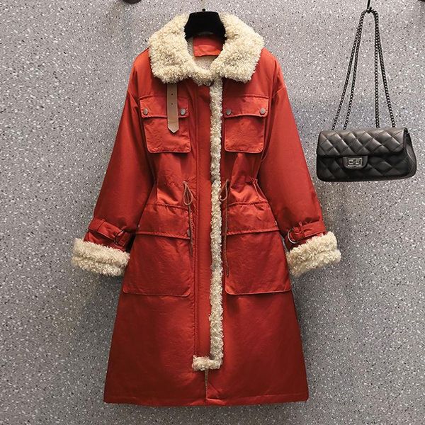 women's down & parkas 2021 autumn winter parka warm jackets lamb plush coats women vintage long outwear female loose solid overcoats, Black
women's down & parkas 2021 autumn winter parka warm jackets lamb plush coats women vintage long outwear female loose solid overcoats, Black