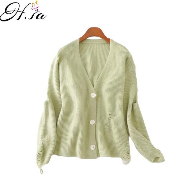 h.sa fall fashion and cardigans v neck broken hole chic kitting jumpers yellow cute cardigan sweater mujer 210417, White;black
h.sa fall fashion and cardigans v neck broken hole chic kitting jumpers yellow cute cardigan sweater mujer 210417, White;black