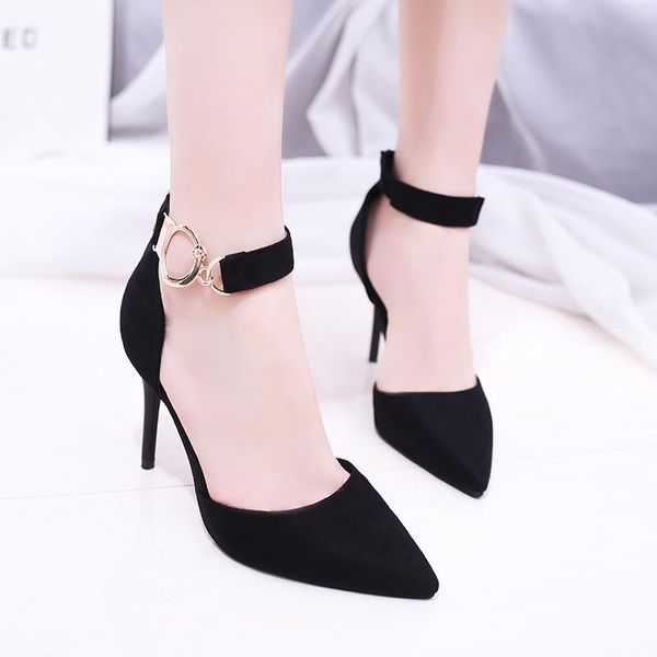 dress shoes spring autumn word buckle pointed high heels female fine with wild red sandals strap summer women's, Black
dress shoes spring autumn word buckle pointed high heels female fine with wild red sandals strap summer women's, Black