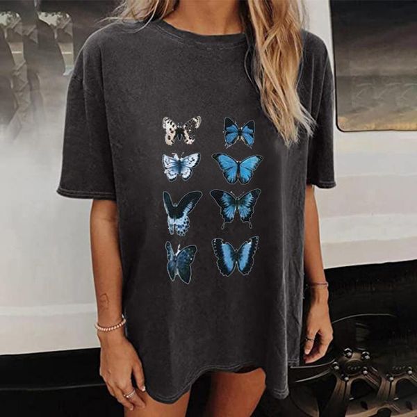 women's blouses & shirts 40# butterfly print blouse women streetwear short sleeves o-neck loose casual pullover clothing, White
women's blouses & shirts 40# butterfly print blouse women streetwear short sleeves o-neck loose casual pullover clothing, White