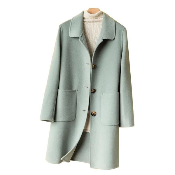 women's wool & blends double-sided coat women autumn winter jackets single breasted mid long doll collar cashmere woolen plus size lady, Black
women's wool & blends double-sided coat women autumn winter jackets single breasted mid long doll collar cashmere woolen plus size lady, Black