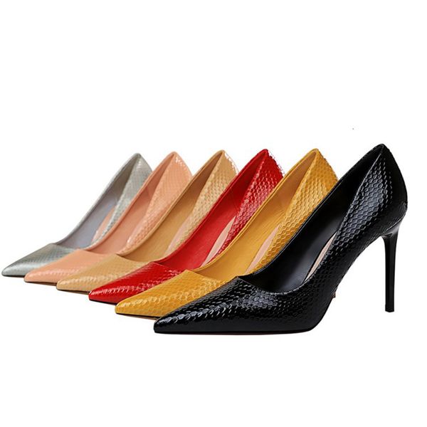 dress shoes women's spring and summer snake-pattern patent leather shallow mouth pointed shoes high heels, Black
dress shoes women's spring and summer snake-pattern patent leather shallow mouth pointed shoes high heels, Black
