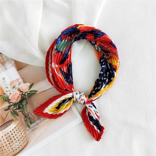 scarves square silk scarf women fashion crinkle crumple satin neck ladies pleated foulard femme shawl bandana handkerchief fj434, Blue;gray