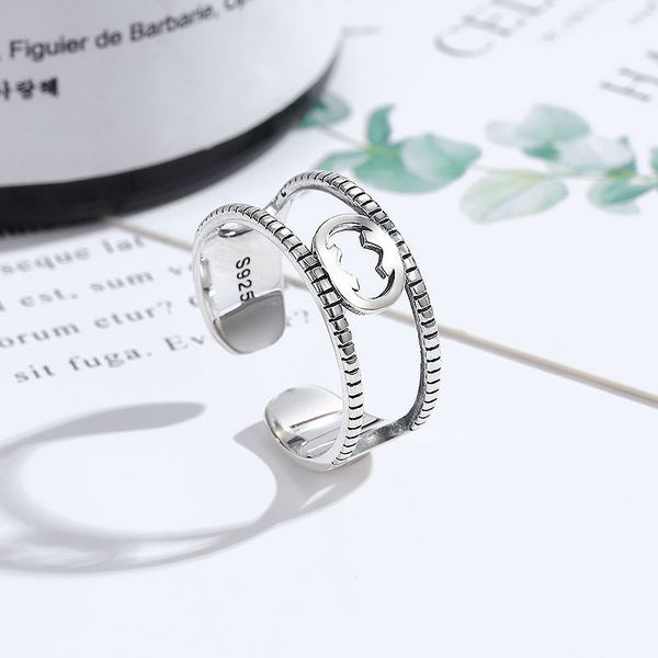 delicate ring s925 silver double-sided gear double-c design for women 
delicate ring s925 silver double-sided gear double-c design for women