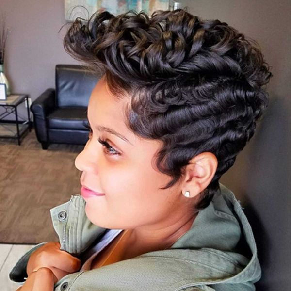 wig women's fashion short curly hair ffy inverted wig set, Black 
wig women's fashion short curly hair ffy inverted wig set, Black