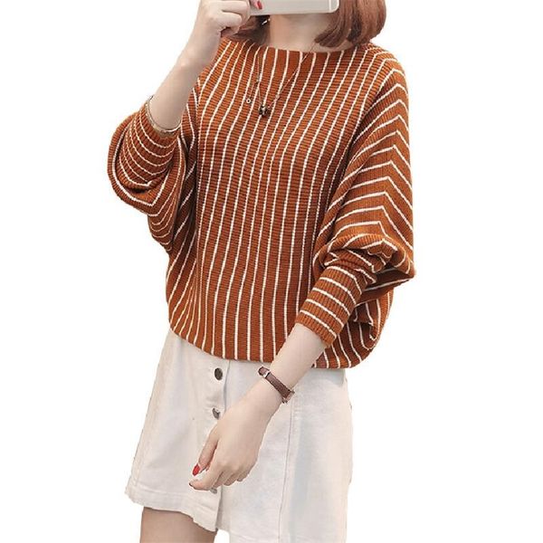 women casual o neck sweater batwing sleeve striped pullover flat knitted female lady clothes for woman 210427, White;black
women casual o neck sweater batwing sleeve striped pullover flat knitted female lady clothes for woman 210427, White;black