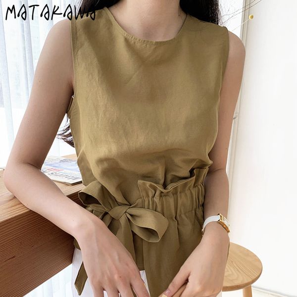 matakawa slim waist tie bow sleeveless ladies shirt korea chic simple round neck blusas irregular hem blouse women 210513, White
matakawa slim waist tie bow sleeveless ladies shirt korea chic simple round neck blusas irregular hem blouse women 210513, White