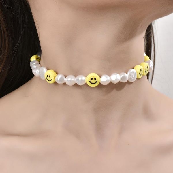 chains vintage baroque pearl beads choker necklace for women chunky clay smile chain necklaces party jewelry, Silver
chains vintage baroque pearl beads choker necklace for women chunky clay smile chain necklaces party jewelry, Silver