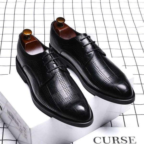dress shoes summer breathable british fashion pointed leather full of business men's men, Black
dress shoes summer breathable british fashion pointed leather full of business men's men, Black