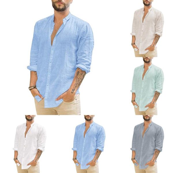 men's casual shirts 2021 cotton shirt men long sleeve baggy buttons blouse solid slim fit stand collar loose spring autumn holiday, White;black
men's casual shirts 2021 cotton shirt men long sleeve baggy buttons blouse solid slim fit stand collar loose spring autumn holiday, White;black