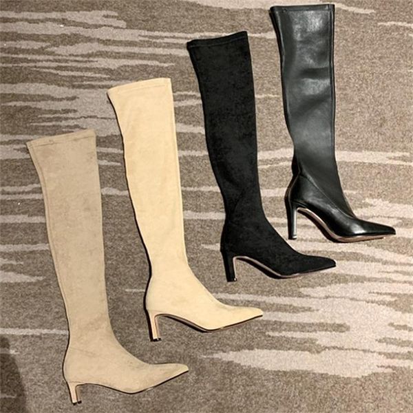 boots autumn and winter 2021 high heeled long elastic suede pointed thick tube over the knee women's, Black
boots autumn and winter 2021 high heeled long elastic suede pointed thick tube over the knee women's, Black