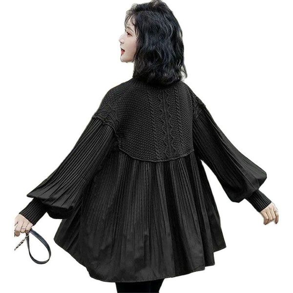 women's sweaters spring autumn long sleeve ladies 2021 loose lantern wool knitting splicing women shirts skirt show little shirt, White;black
women's sweaters spring autumn long sleeve ladies 2021 loose lantern wool knitting splicing women shirts skirt show little shirt, White;black