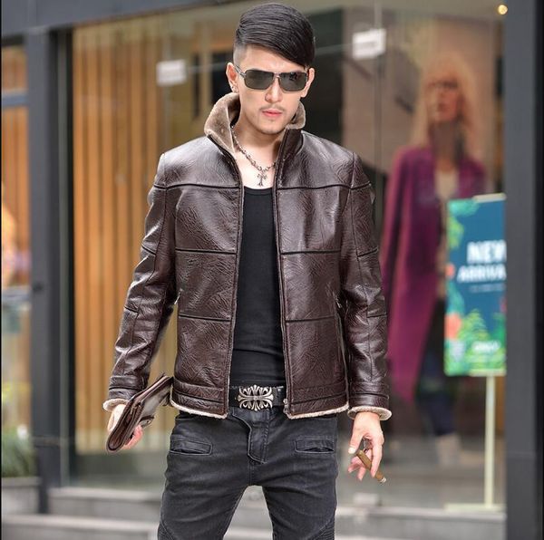 men's jackets vertical collar lamb hair leather jacket coat slimming big code, Black;brown
men's jackets vertical collar lamb hair leather jacket coat slimming big code, Black;brown