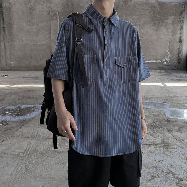 men's casual shirts 2021 summer ins tide brand striped tooling short-sleeved shirt male loose harajuku couple trend five-point sleeve, White;black
men's casual shirts 2021 summer ins tide brand striped tooling short-sleeved shirt male loose harajuku couple trend five-point sleeve, White;black
