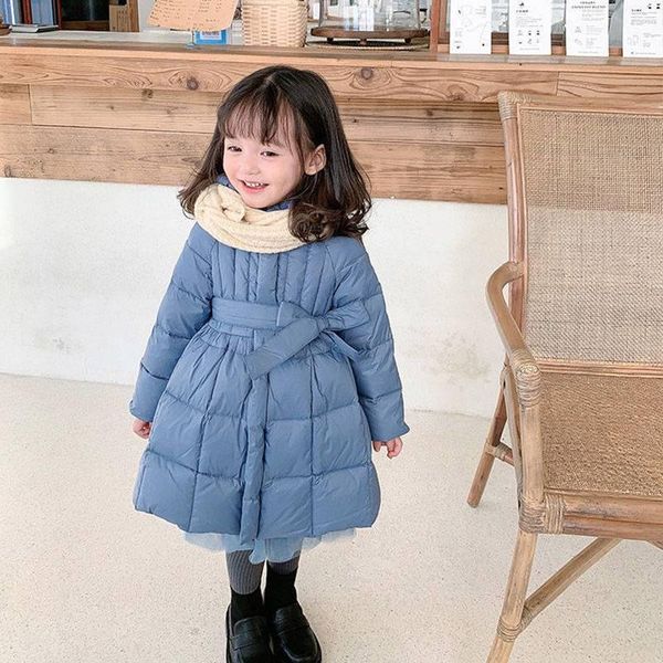 down coat korean style winter cotton jackets for girls 2021 fashion medium length thick hooded with belt kids 2-8 years, Blue;gray
down coat korean style winter cotton jackets for girls 2021 fashion medium length thick hooded with belt kids 2-8 years, Blue;gray