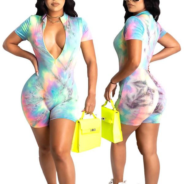 ladies zipper dye printed romper playsuits summer sportswear short-sleeved v-collar elastic tight girl clothes women's jumpsuits & romp, Black;white
ladies zipper dye printed romper playsuits summer sportswear short-sleeved v-collar elastic tight girl clothes women's jumpsuits & romp, Black;white