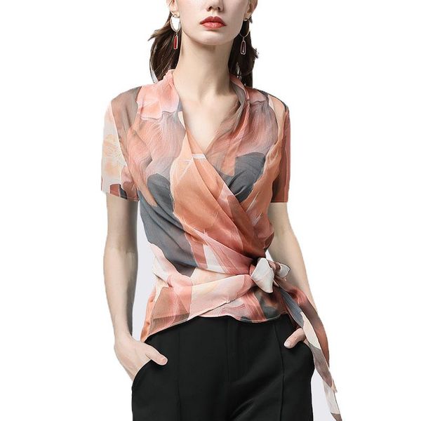 women's blouses & shirts 2021 summer orange patchwork chiffon blouse women crossed v-neck short sleeve lace-up elegant slimming ladies, White
women's blouses & shirts 2021 summer orange patchwork chiffon blouse women crossed v-neck short sleeve lace-up elegant slimming ladies, White
