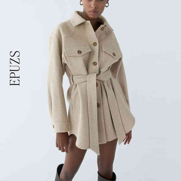 winter thick tweed jacket women winter coat casual sashes long sleeve jacket vintage female coat 210430, Black;brown 
winter thick tweed jacket women winter coat casual sashes long sleeve jacket vintage female coat 210430, Black;brown