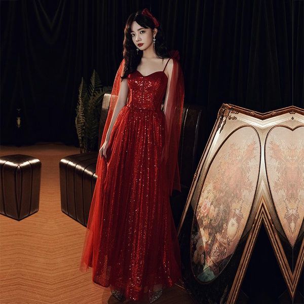 elegant burgundy long evening dress bride exquisite sequins bling tulle banquet floor-length party prom ethnic clothing, Red
elegant burgundy long evening dress bride exquisite sequins bling tulle banquet floor-length party prom ethnic clothing, Red