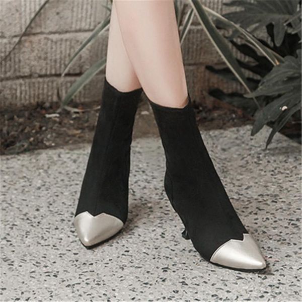 boots pointed toe womens ankle thin heel flock stretched fabric short booties ladies dress party shoes botas mujer size 34-43, Black
boots pointed toe womens ankle thin heel flock stretched fabric short booties ladies dress party shoes botas mujer size 34-43, Black
