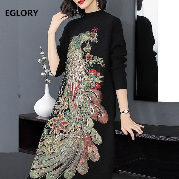 autumn winter fashion knitted dress women luxurious embroidery patterns long sleeve warm sweater casual dresses, Black;gray
autumn winter fashion knitted dress women luxurious embroidery patterns long sleeve warm sweater casual dresses, Black;gray