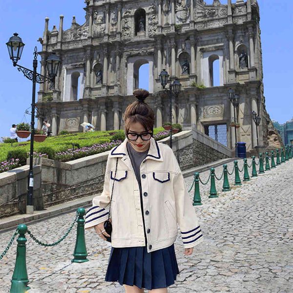 chorus female fashion manga long jean jackets all combined casual turn-down collar denim women's jacket d538, Black;brown
chorus female fashion manga long jean jackets all combined casual turn-down collar denim women's jacket d538, Black;brown