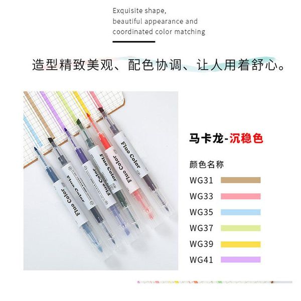 highlighters 6-color highlighter set tilt and round double-headed fluorescent student stationery color water-based marker pen body, Black;red
highlighters 6-color highlighter set tilt and round double-headed fluorescent student stationery color water-based marker pen body, Black;red