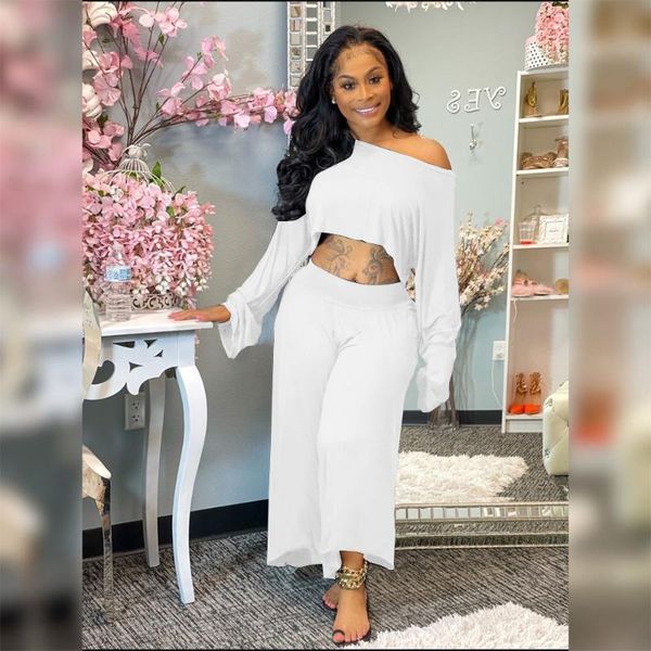 women's two piece pants fall 2021 ladies fashion ultra short solid color long-sleeved casual loose wide-leg trousers two-piece suit, White
women's two piece pants fall 2021 ladies fashion ultra short solid color long-sleeved casual loose wide-leg trousers two-piece suit, White