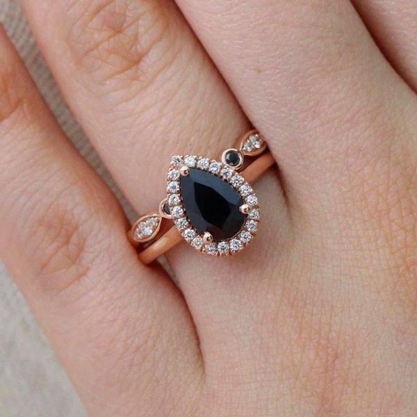 wedding rings vintage female black zircon ring set classic rose gold color engagement charm crystal water drop for women, Slivery;golden
wedding rings vintage female black zircon ring set classic rose gold color engagement charm crystal water drop for women, Slivery;golden