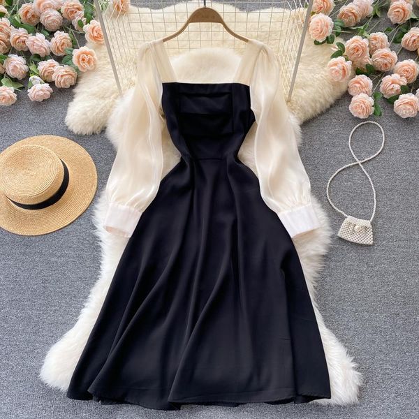 casual dresses autumn vintage black satin patchwork midi dress for women elegant square collar long sleeve party robe female vestidos, Black;gray
casual dresses autumn vintage black satin patchwork midi dress for women elegant square collar long sleeve party robe female vestidos, Black;gray
