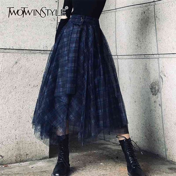 twotwinstyle plaid patchwork mesh women's skirts high waist hit color elegant a line skirts female spring fashion new 210401, Black
twotwinstyle plaid patchwork mesh women's skirts high waist hit color elegant a line skirts female spring fashion new 210401, Black