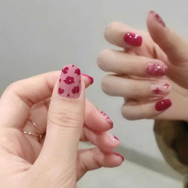 false nails 24pcs star leopard printed nail patch plum red glue type removable short paragraph fashion manicure dw, Red;gold
false nails 24pcs star leopard printed nail patch plum red glue type removable short paragraph fashion manicure dw, Red;gold