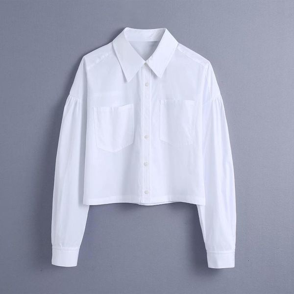 women's t-shirt french ladies white pocket long sleeve lapel collar shirt short high waist chic carefully machine
women's t-shirt french ladies white pocket long sleeve lapel collar shirt short high waist chic carefully machine