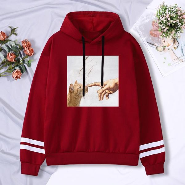 men's hoodies & sweatshirts finger touching cute cat printed hoody men fashion soft hip hop stripe hooded autumn fleece oversize clot, Black
men's hoodies & sweatshirts finger touching cute cat printed hoody men fashion soft hip hop stripe hooded autumn fleece oversize clot, Black