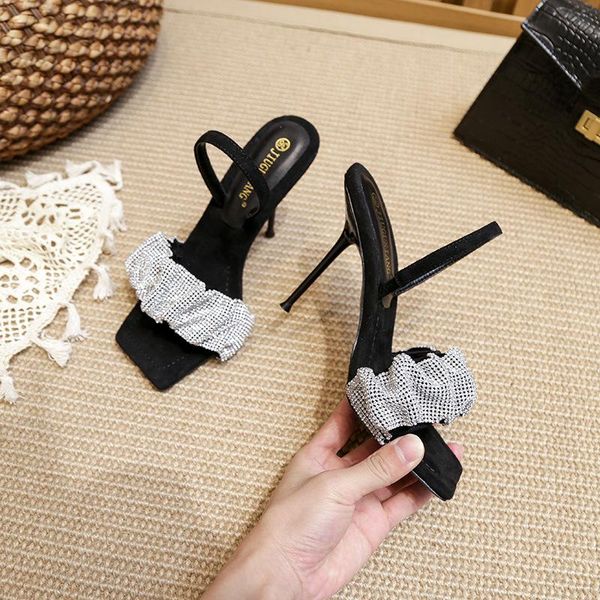 thin heels square toe female shoes flock heeled mules glitter slides ladies' slippers fashion 2021 high jelly luxury bling pumps, Black
thin heels square toe female shoes flock heeled mules glitter slides ladies' slippers fashion 2021 high jelly luxury bling pumps, Black