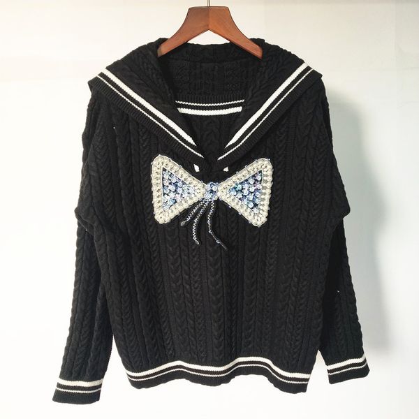 women's sweaters bead bow twist knit pullover fashion autumn winter leisure street z9b0, White;black
women's sweaters bead bow twist knit pullover fashion autumn winter leisure street z9b0, White;black
