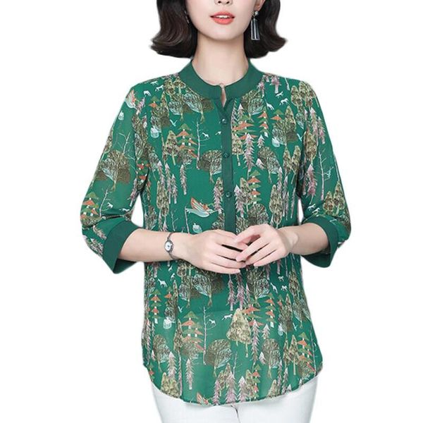 women's blouses & shirts vintage print chiffon blouse women 2021 korean three quarter sleeve shirt plus size camisas mujer, White
women's blouses & shirts vintage print chiffon blouse women 2021 korean three quarter sleeve shirt plus size camisas mujer, White