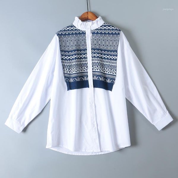 women's shirt wooden ear stand collar stitching fake two retro loose spring bottoming 0128 blouses & shirts, White
women's shirt wooden ear stand collar stitching fake two retro loose spring bottoming 0128 blouses & shirts, White