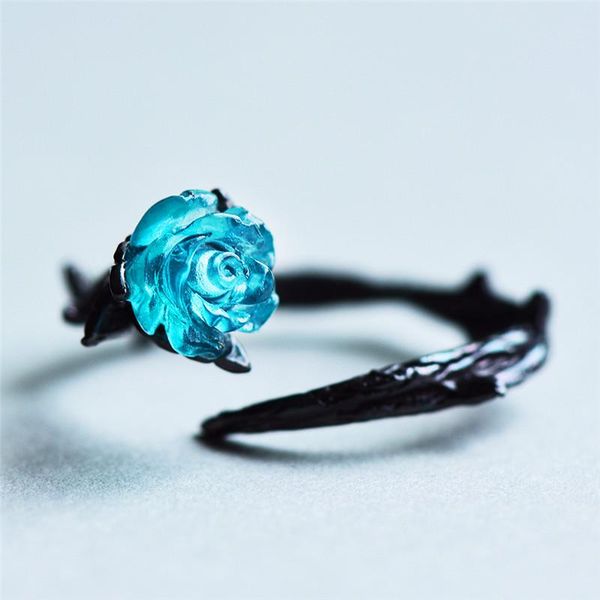 cluster rings cute female blue rose flower ring 925 sterling silver wedding bands black adjustable promise engagement for women, Golden;silver
cluster rings cute female blue rose flower ring 925 sterling silver wedding bands black adjustable promise engagement for women, Golden;silver