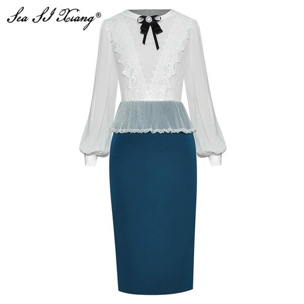 seasixiang fashion designer spring dress women's lantern sleeve lace ruffles beading bow package buttocks dresses casual, Black;gray
seasixiang fashion designer spring dress women's lantern sleeve lace ruffles beading bow package buttocks dresses casual, Black;gray