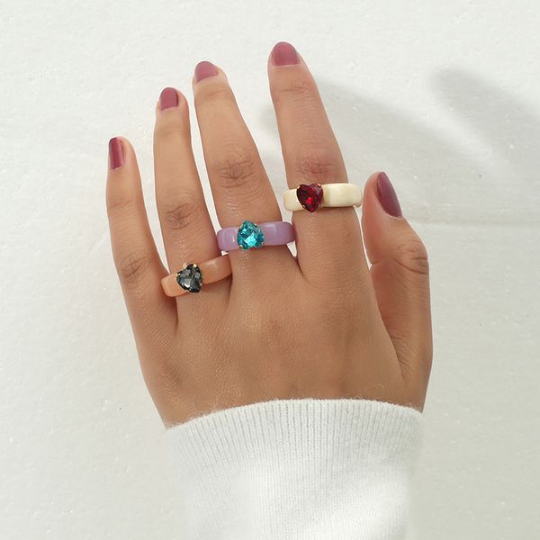 fashion simple niche design acrylic trend of japan and south korea set diamond love 3-piece ring, Silver
fashion simple niche design acrylic trend of japan and south korea set diamond love 3-piece ring, Silver