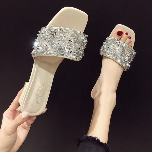 slippers women's shoes outside the summer style diamond crystal shining thick-heeled sequins one middle-heeled of 2021, Black
slippers women's shoes outside the summer style diamond crystal shining thick-heeled sequins one middle-heeled of 2021, Black