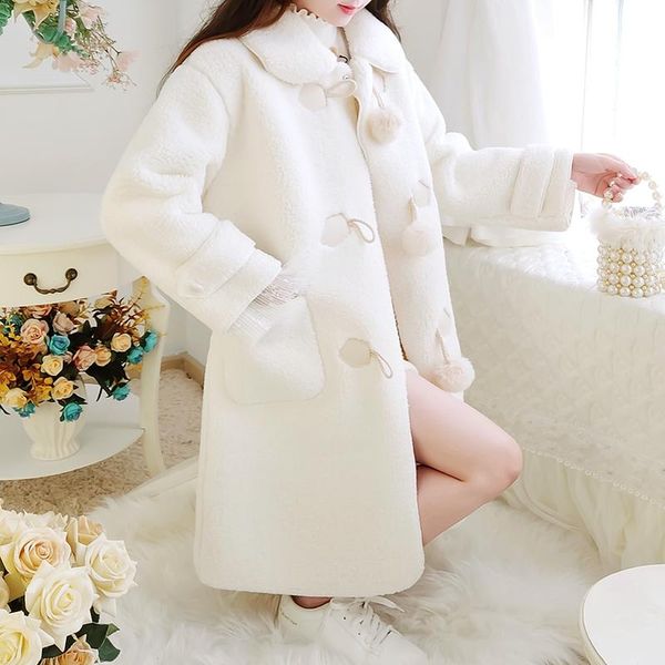 women's wool & blends lucyever 2021 fashion turn-down collar button woolen coat women solid pockets hairball coats woman loose sweet ov, Black
women's wool & blends lucyever 2021 fashion turn-down collar button woolen coat women solid pockets hairball coats woman loose sweet ov, Black