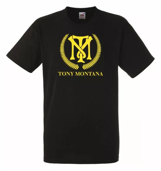 tony montana logo black mens t-shirt men rock band shirt, White;black