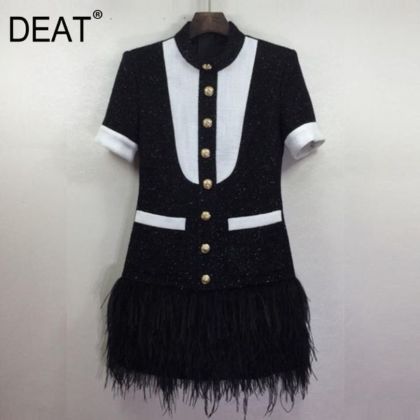 turtleneck metal button black and white contrast color patchwork feather dress knee length mall goth summer gx436 210421, Black;gray
turtleneck metal button black and white contrast color patchwork feather dress knee length mall goth summer gx436 210421, Black;gray