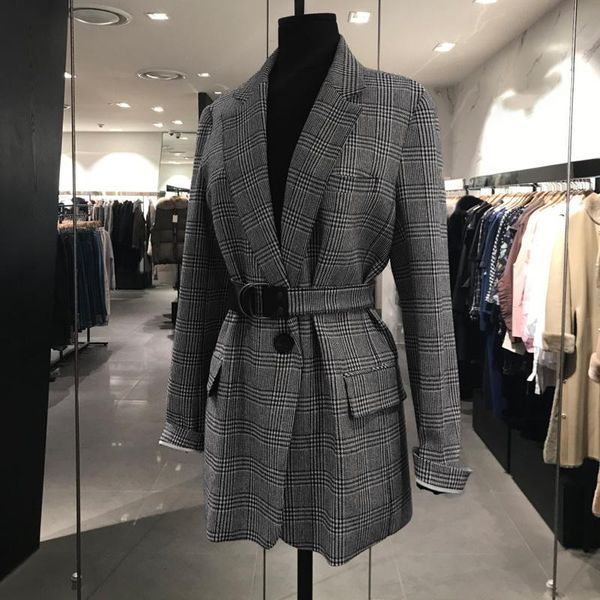 women's suits & blazers fashion korean style designer vintage plaid blazer women slim office ladies elegant high street suit jacket coa, White;black
women's suits & blazers fashion korean style designer vintage plaid blazer women slim office ladies elegant high street suit jacket coa, White;black