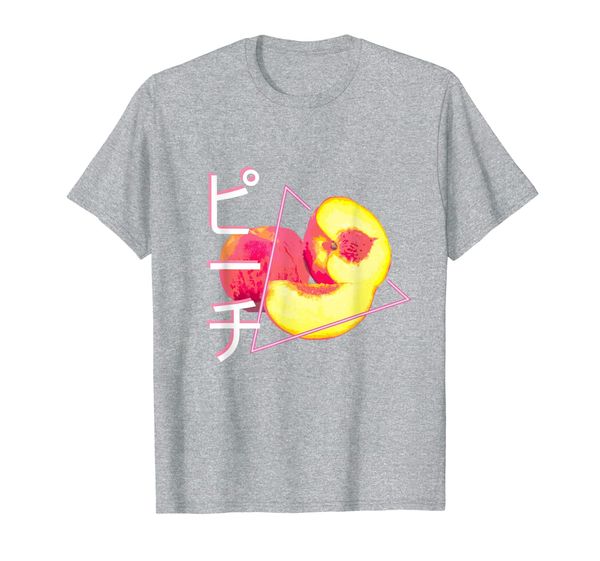 synthwave vaporwave aesthetic peach weird fruit t-shirt, White;black
